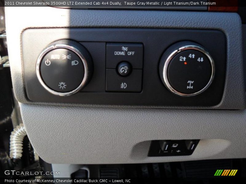 Taupe Gray Metallic / Light Titanium/Dark Titanium 2011 Chevrolet Silverado 3500HD LTZ Extended Cab 4x4 Dually