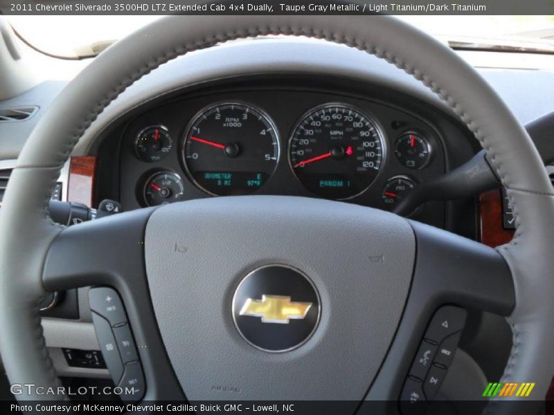 Taupe Gray Metallic / Light Titanium/Dark Titanium 2011 Chevrolet Silverado 3500HD LTZ Extended Cab 4x4 Dually