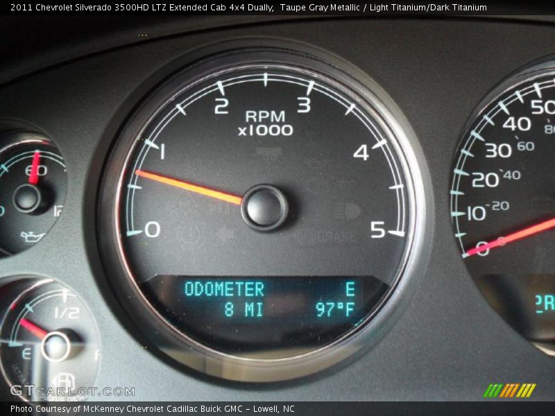 Taupe Gray Metallic / Light Titanium/Dark Titanium 2011 Chevrolet Silverado 3500HD LTZ Extended Cab 4x4 Dually
