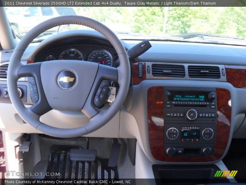 Taupe Gray Metallic / Light Titanium/Dark Titanium 2011 Chevrolet Silverado 3500HD LTZ Extended Cab 4x4 Dually