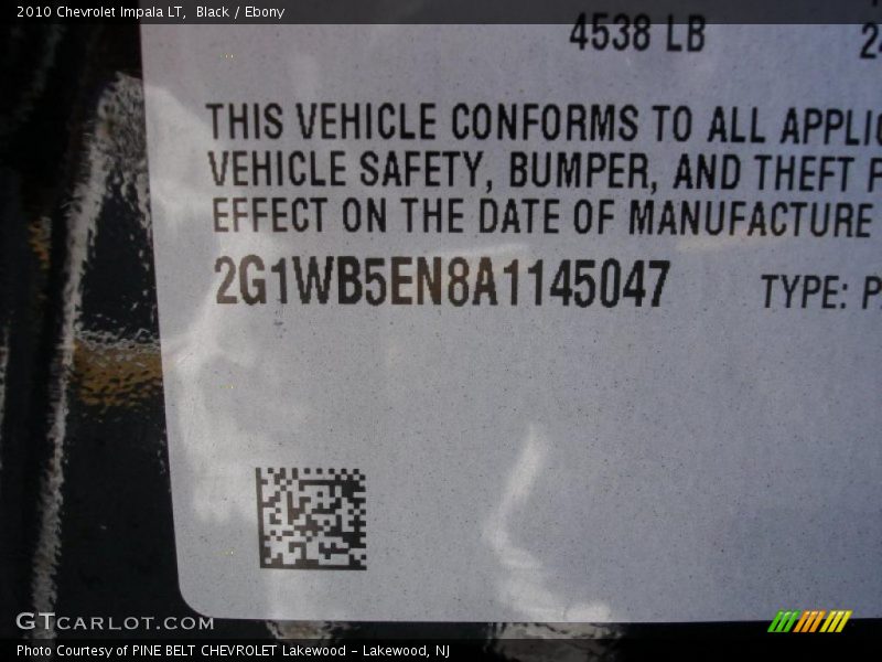 Black / Ebony 2010 Chevrolet Impala LT