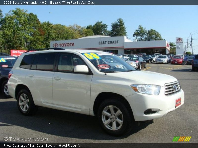 Blizzard White Pearl / Ash Gray 2008 Toyota Highlander 4WD