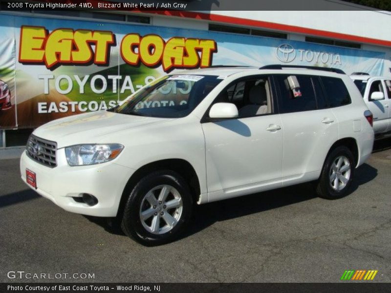 Blizzard White Pearl / Ash Gray 2008 Toyota Highlander 4WD
