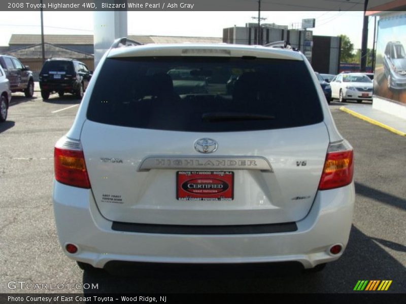 Blizzard White Pearl / Ash Gray 2008 Toyota Highlander 4WD