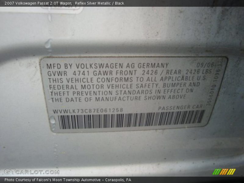 Reflex Silver Metallic / Black 2007 Volkswagen Passat 2.0T Wagon