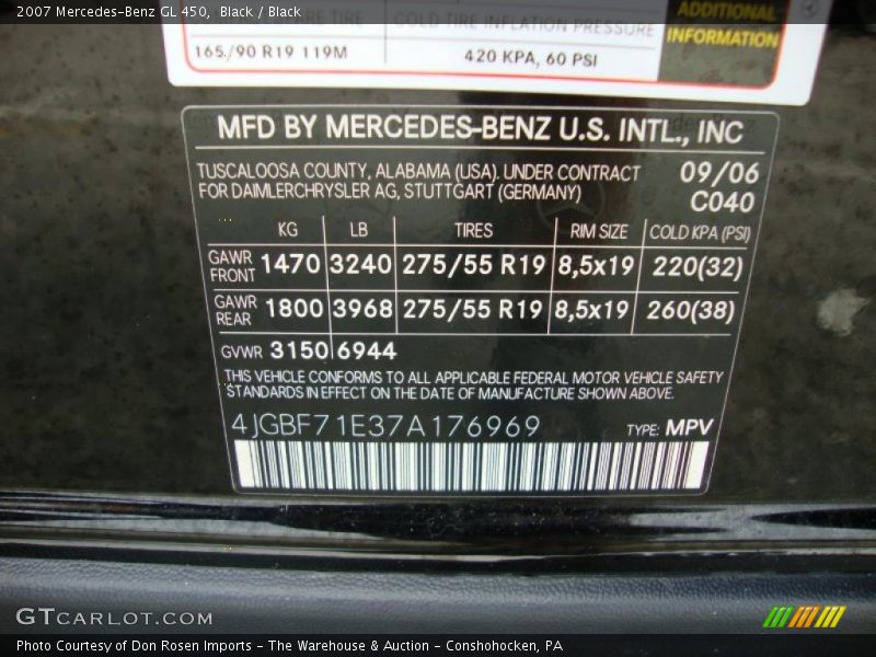 Black / Black 2007 Mercedes-Benz GL 450