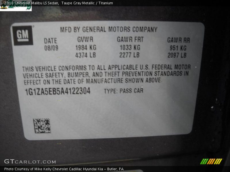 Taupe Gray Metallic / Titanium 2010 Chevrolet Malibu LS Sedan