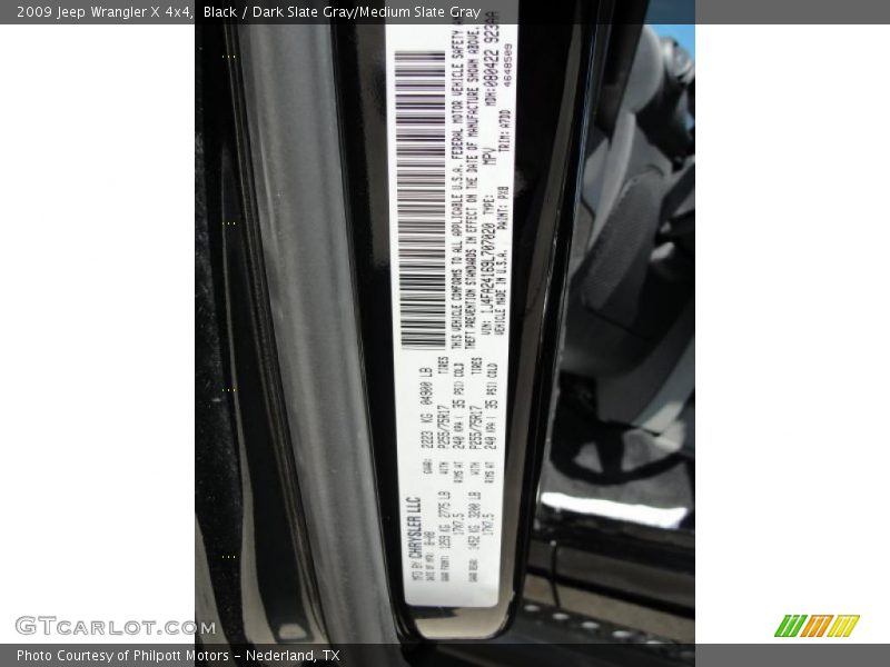 Black / Dark Slate Gray/Medium Slate Gray 2009 Jeep Wrangler X 4x4