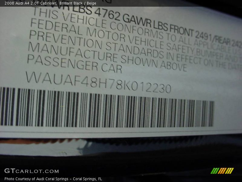 Brilliant Black / Beige 2008 Audi A4 2.0T Cabriolet