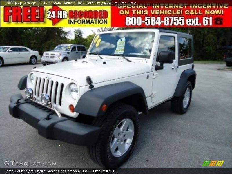 Stone White / Dark Slate Gray/Medium Slate Gray 2008 Jeep Wrangler X 4x4