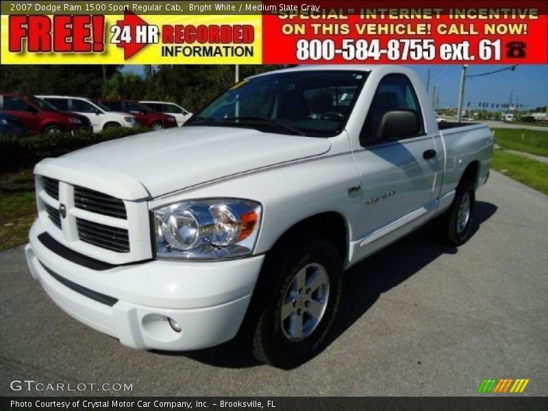 Bright White / Medium Slate Gray 2007 Dodge Ram 1500 Sport Regular Cab