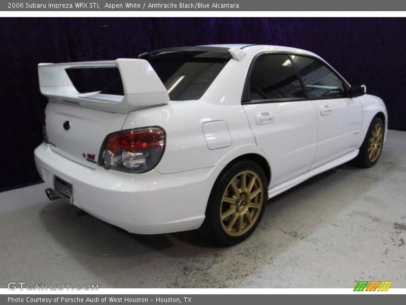 Aspen White / Anthracite Black/Blue Alcantara 2006 Subaru Impreza WRX STi