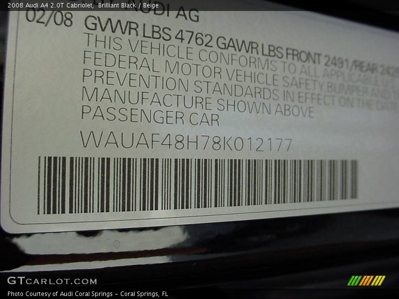Brilliant Black / Beige 2008 Audi A4 2.0T Cabriolet