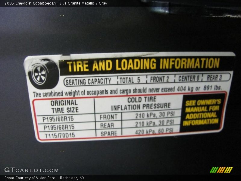 Blue Granite Metallic / Gray 2005 Chevrolet Cobalt Sedan