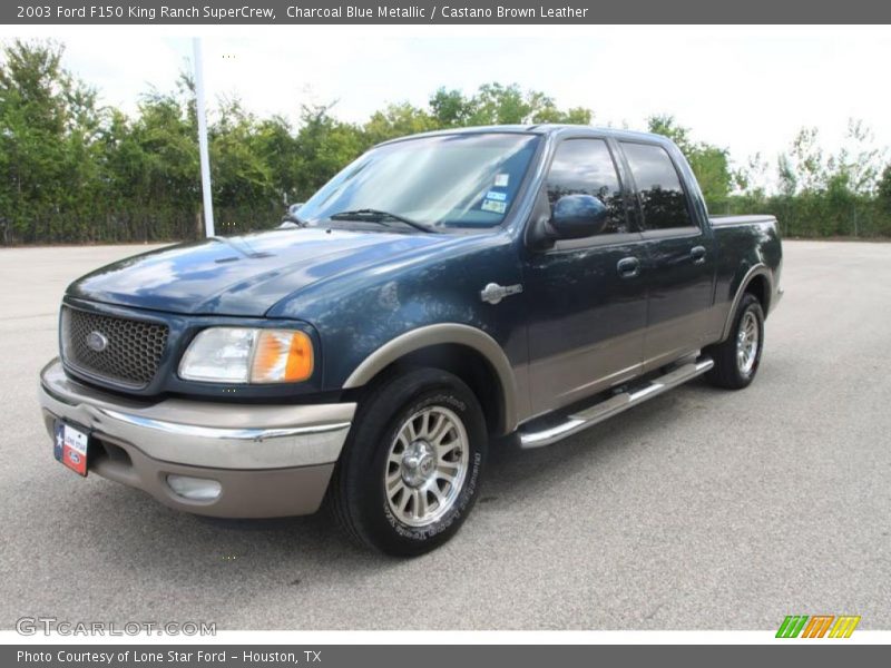 Charcoal Blue Metallic / Castano Brown Leather 2003 Ford F150 King Ranch SuperCrew