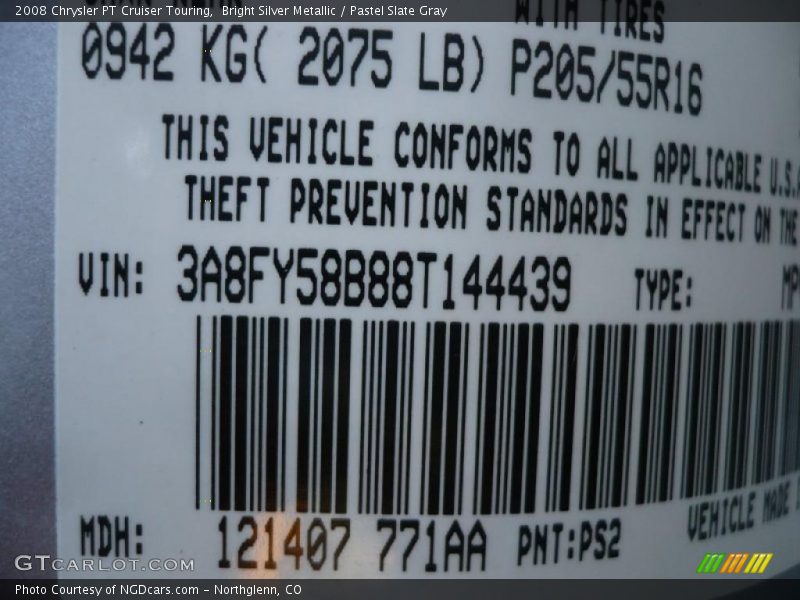 Bright Silver Metallic / Pastel Slate Gray 2008 Chrysler PT Cruiser Touring