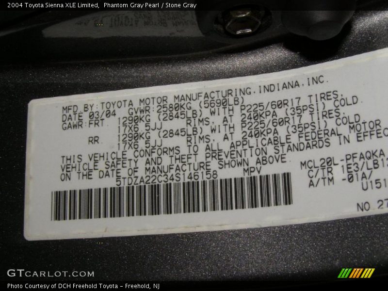 Phantom Gray Pearl / Stone Gray 2004 Toyota Sienna XLE Limited