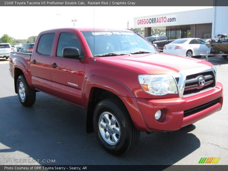 Radiant Red / Graphite Gray 2008 Toyota Tacoma V6 PreRunner Double Cab