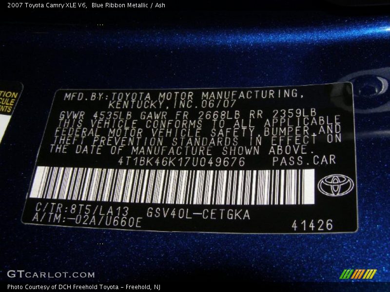 Blue Ribbon Metallic / Ash 2007 Toyota Camry XLE V6