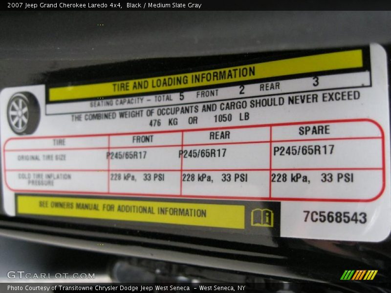 Black / Medium Slate Gray 2007 Jeep Grand Cherokee Laredo 4x4