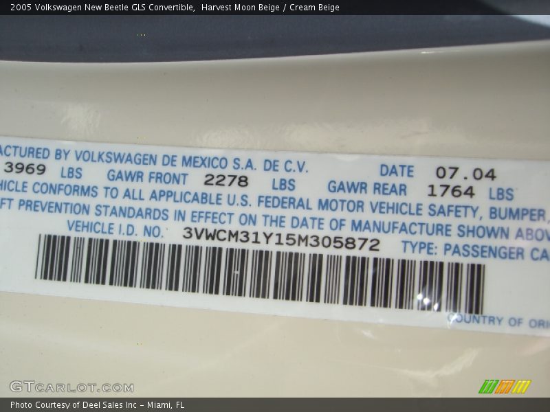 Harvest Moon Beige / Cream Beige 2005 Volkswagen New Beetle GLS Convertible