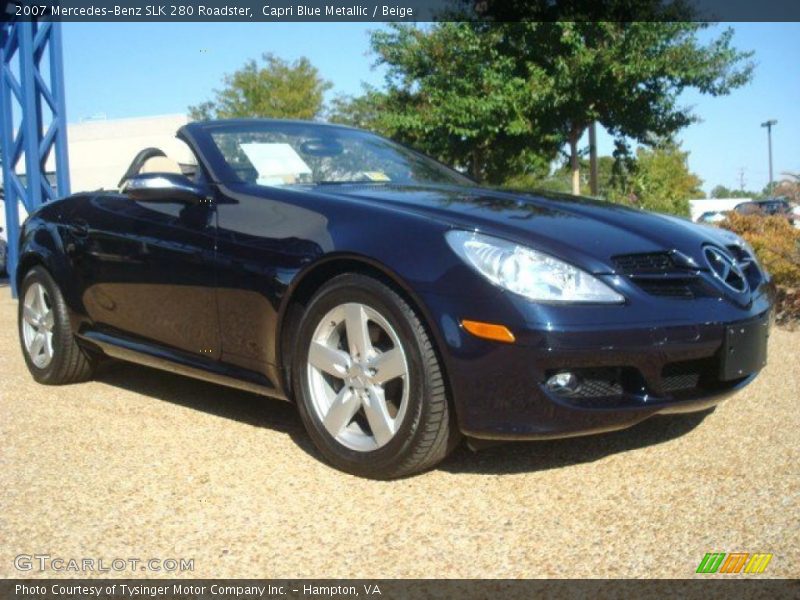 Capri Blue Metallic / Beige 2007 Mercedes-Benz SLK 280 Roadster