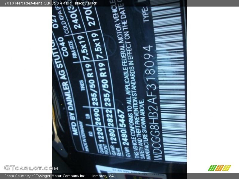 Black / Black 2010 Mercedes-Benz GLK 350 4Matic