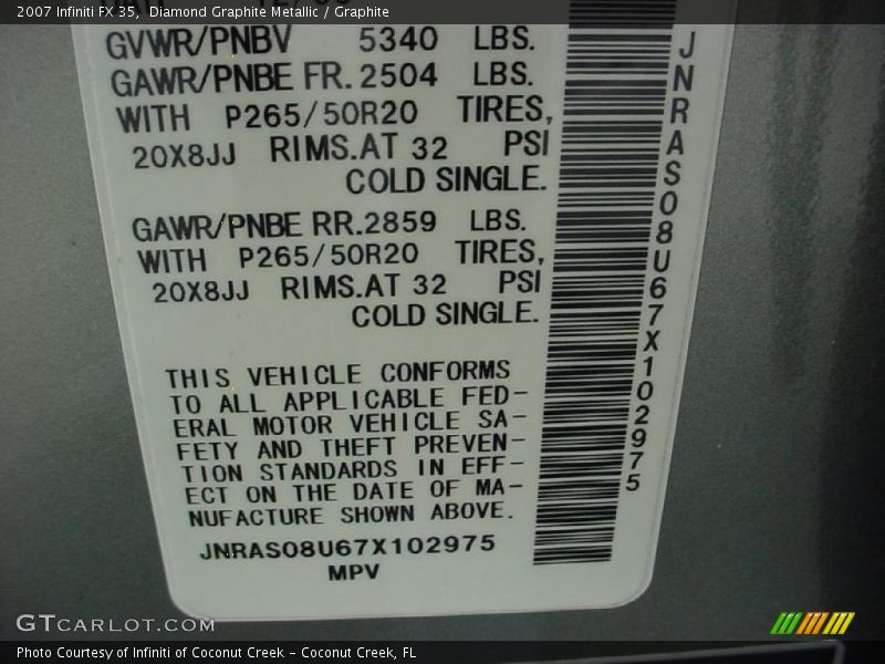 Diamond Graphite Metallic / Graphite 2007 Infiniti FX 35