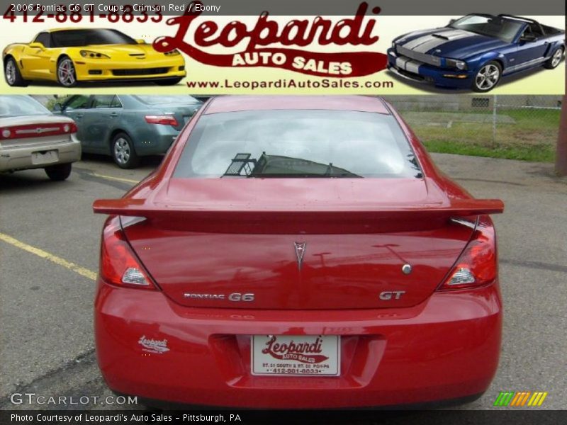 Crimson Red / Ebony 2006 Pontiac G6 GT Coupe