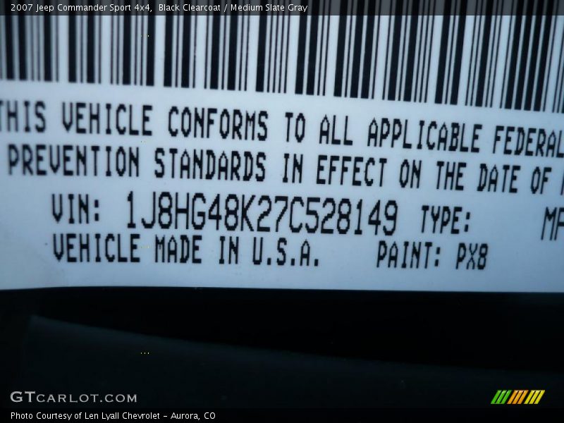 Black Clearcoat / Medium Slate Gray 2007 Jeep Commander Sport 4x4