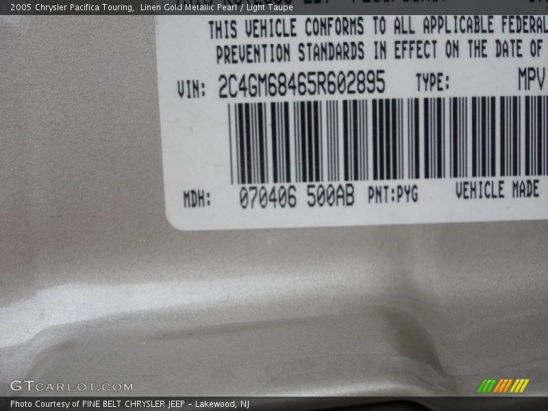 Linen Gold Metallic Pearl / Light Taupe 2005 Chrysler Pacifica Touring