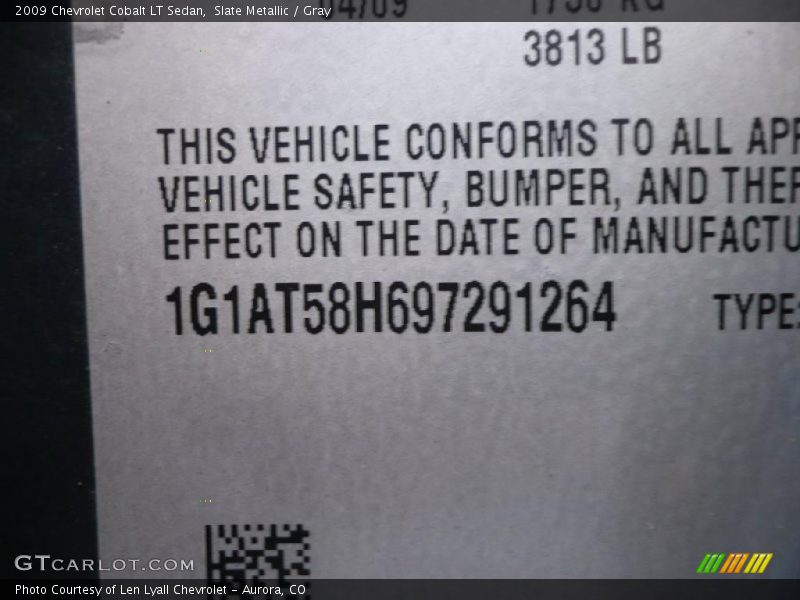 Slate Metallic / Gray 2009 Chevrolet Cobalt LT Sedan