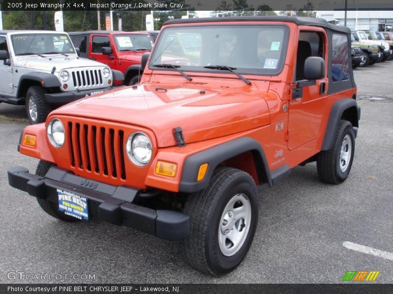 Impact Orange / Dark Slate Gray 2005 Jeep Wrangler X 4x4
