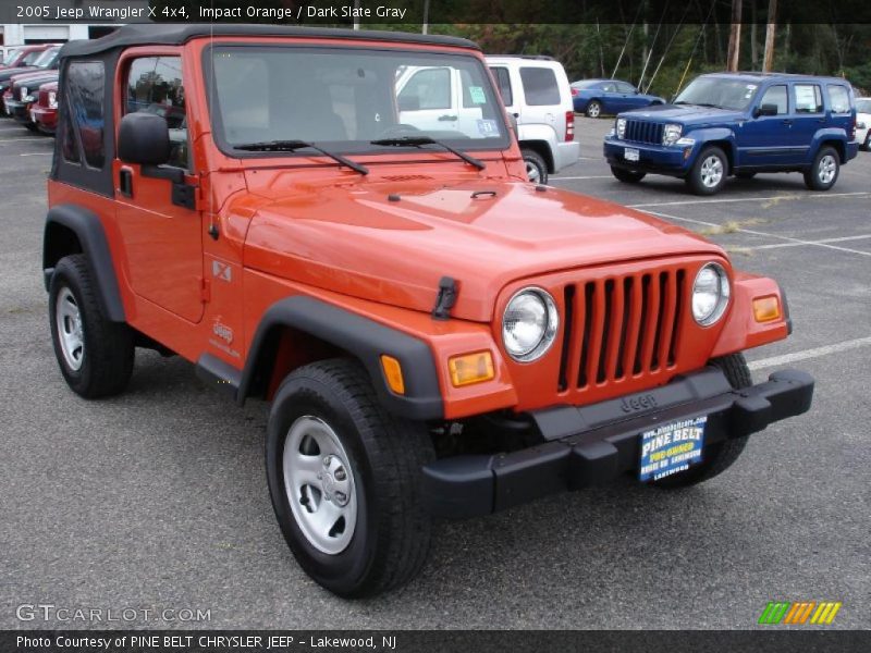 Impact Orange / Dark Slate Gray 2005 Jeep Wrangler X 4x4