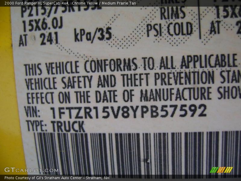 Chrome Yellow / Medium Prairie Tan 2000 Ford Ranger XL SuperCab 4x4