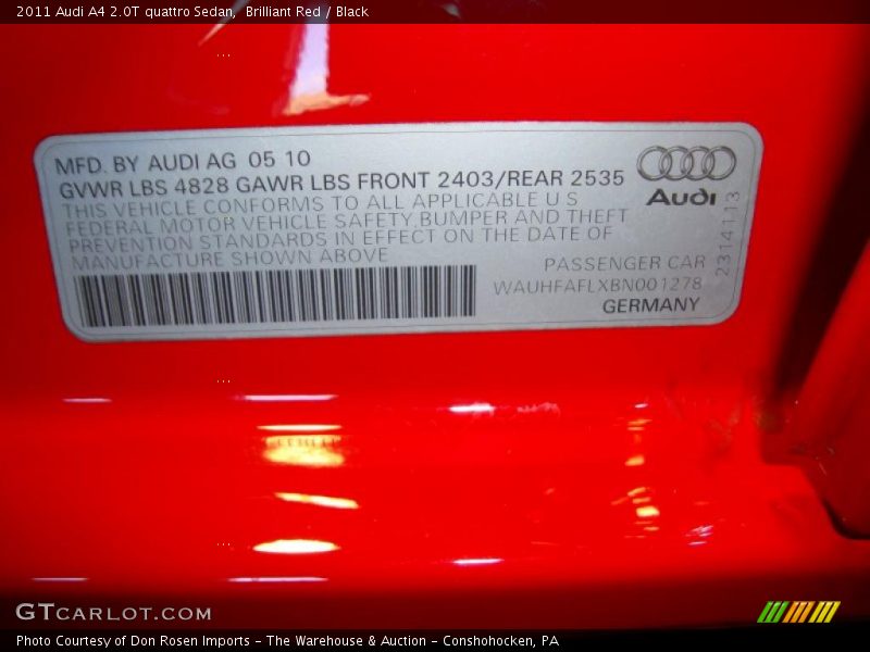 Brilliant Red / Black 2011 Audi A4 2.0T quattro Sedan