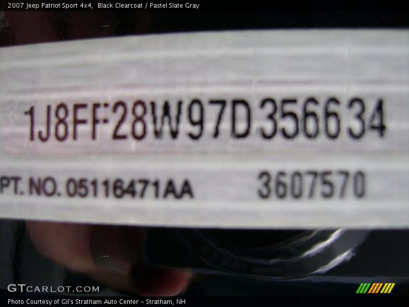 Black Clearcoat / Pastel Slate Gray 2007 Jeep Patriot Sport 4x4