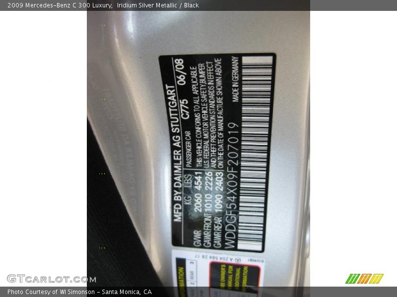 Iridium Silver Metallic / Black 2009 Mercedes-Benz C 300 Luxury