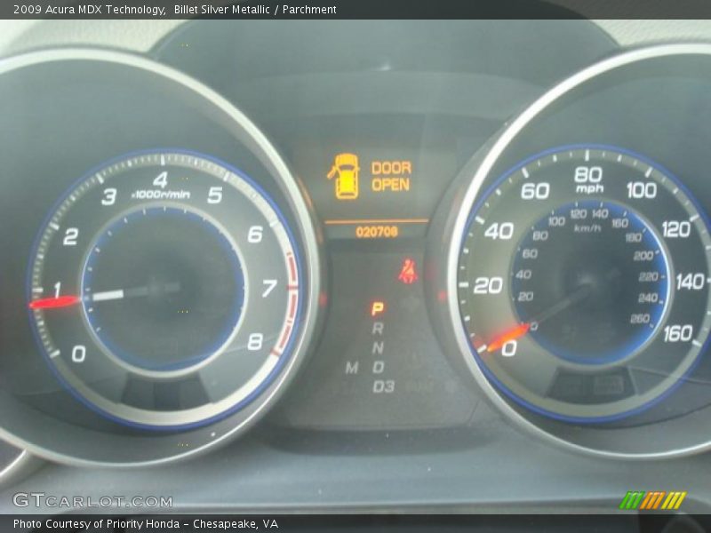 Billet Silver Metallic / Parchment 2009 Acura MDX Technology