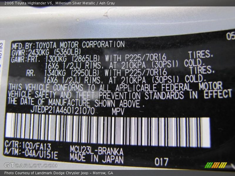 Millenium Silver Metallic / Ash Gray 2006 Toyota Highlander V6