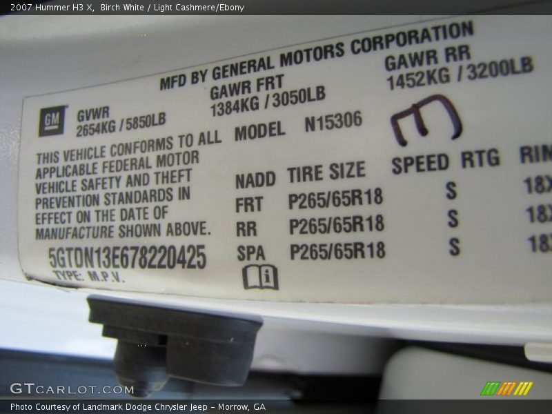 Birch White / Light Cashmere/Ebony 2007 Hummer H3 X