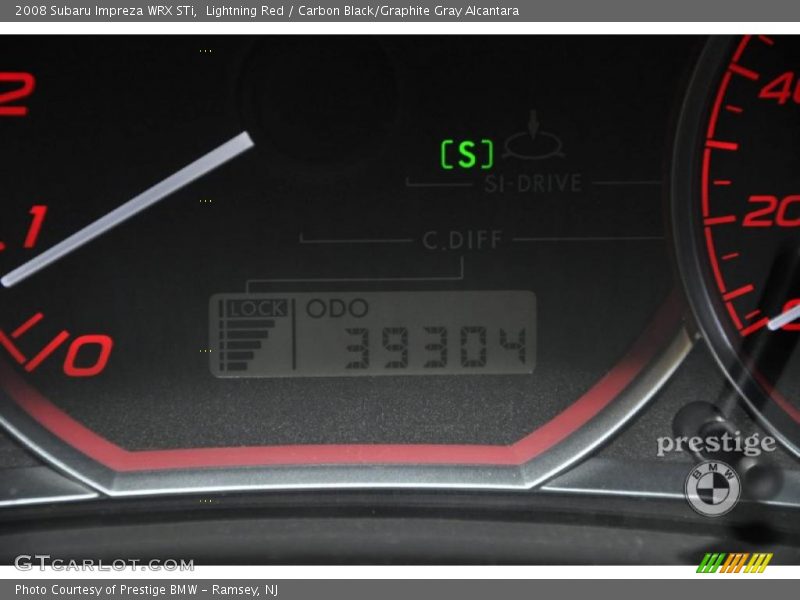 Lightning Red / Carbon Black/Graphite Gray Alcantara 2008 Subaru Impreza WRX STi