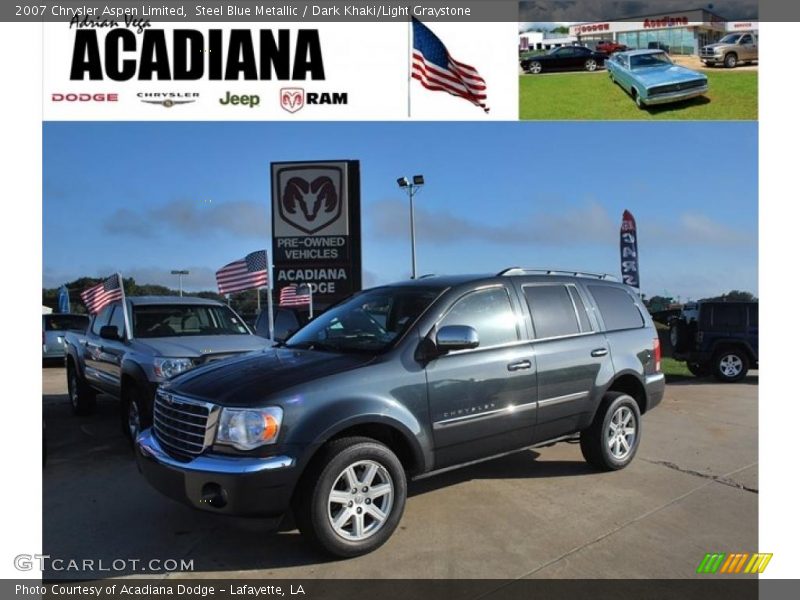 Steel Blue Metallic / Dark Khaki/Light Graystone 2007 Chrysler Aspen Limited
