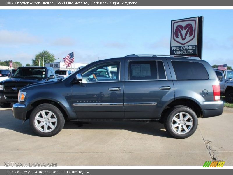 Steel Blue Metallic / Dark Khaki/Light Graystone 2007 Chrysler Aspen Limited