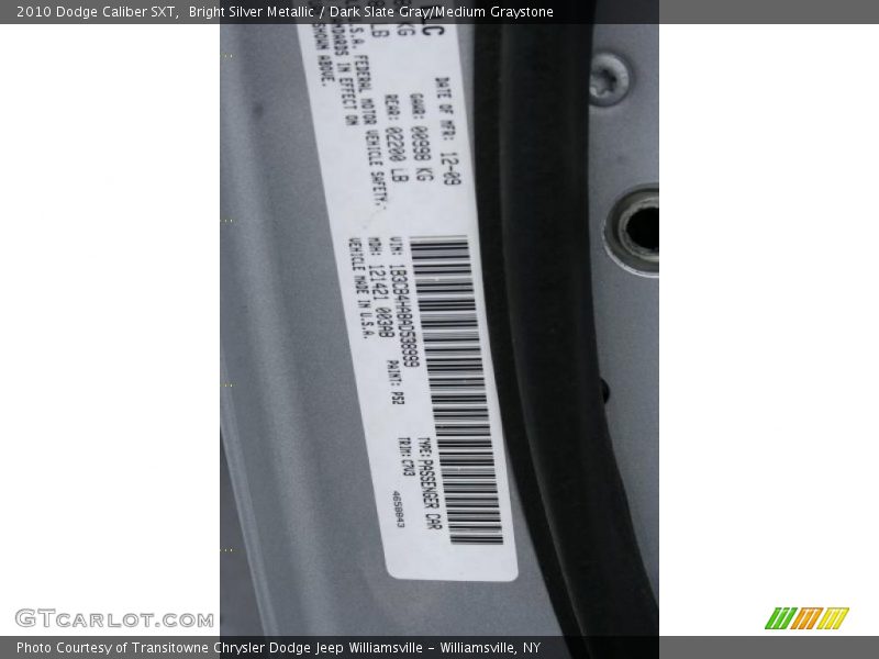 Bright Silver Metallic / Dark Slate Gray/Medium Graystone 2010 Dodge Caliber SXT
