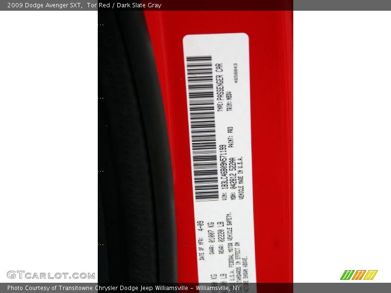Tor Red / Dark Slate Gray 2009 Dodge Avenger SXT