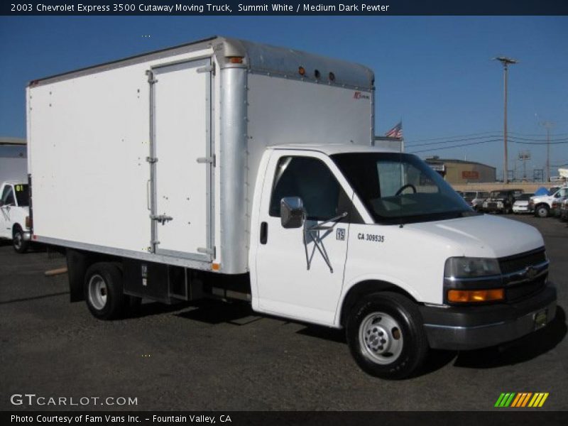 Summit White / Medium Dark Pewter 2003 Chevrolet Express 3500 Cutaway Moving Truck