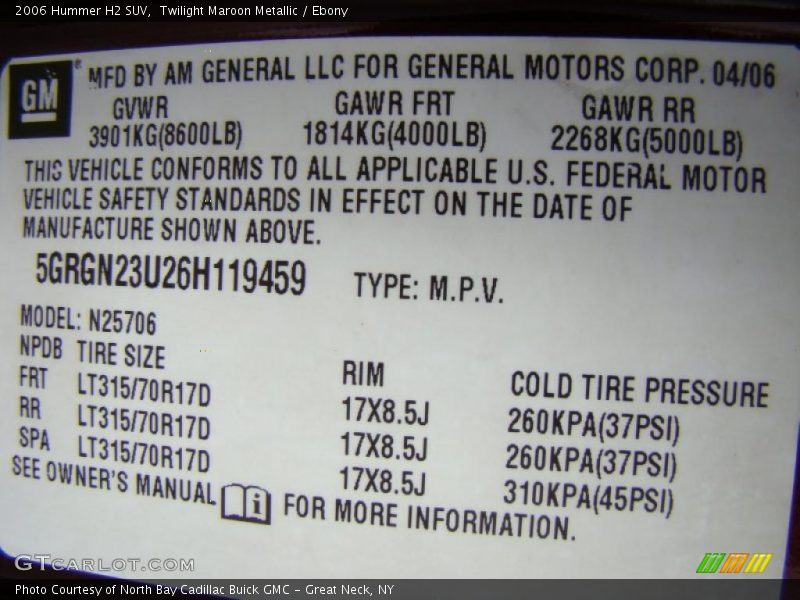 Twilight Maroon Metallic / Ebony 2006 Hummer H2 SUV