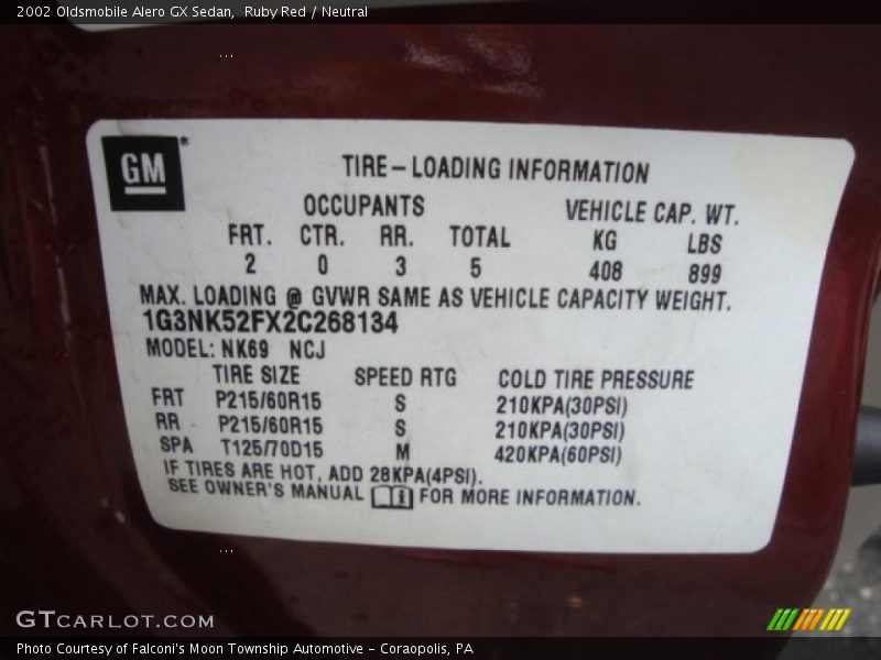 Ruby Red / Neutral 2002 Oldsmobile Alero GX Sedan