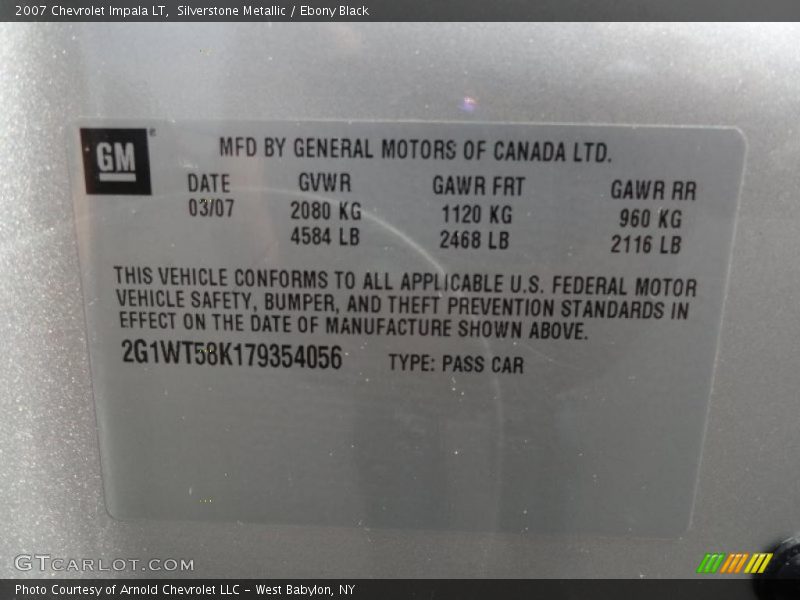 Silverstone Metallic / Ebony Black 2007 Chevrolet Impala LT